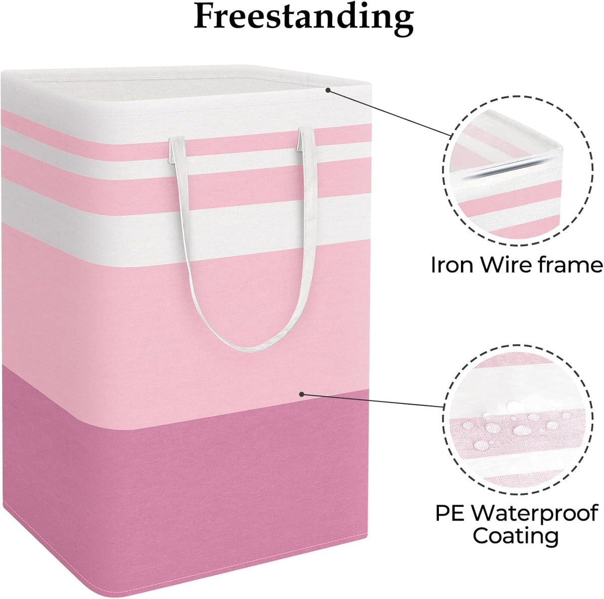 Laundry Basket Hamper, 75L Collapsible Clothes Storage, Grey | Freestanding Clothes Hampers, Foldable design, with Easy Carry Handles, For Laundry, Bedroom, Dorm, Clothing, Towels, Toys