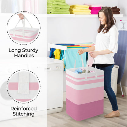 Laundry Basket Hamper, 75L Collapsible Clothes Storage, Grey | Freestanding Clothes Hampers, Foldable design, with Easy Carry Handles, For Laundry, Bedroom, Dorm, Clothing, Towels, Toys