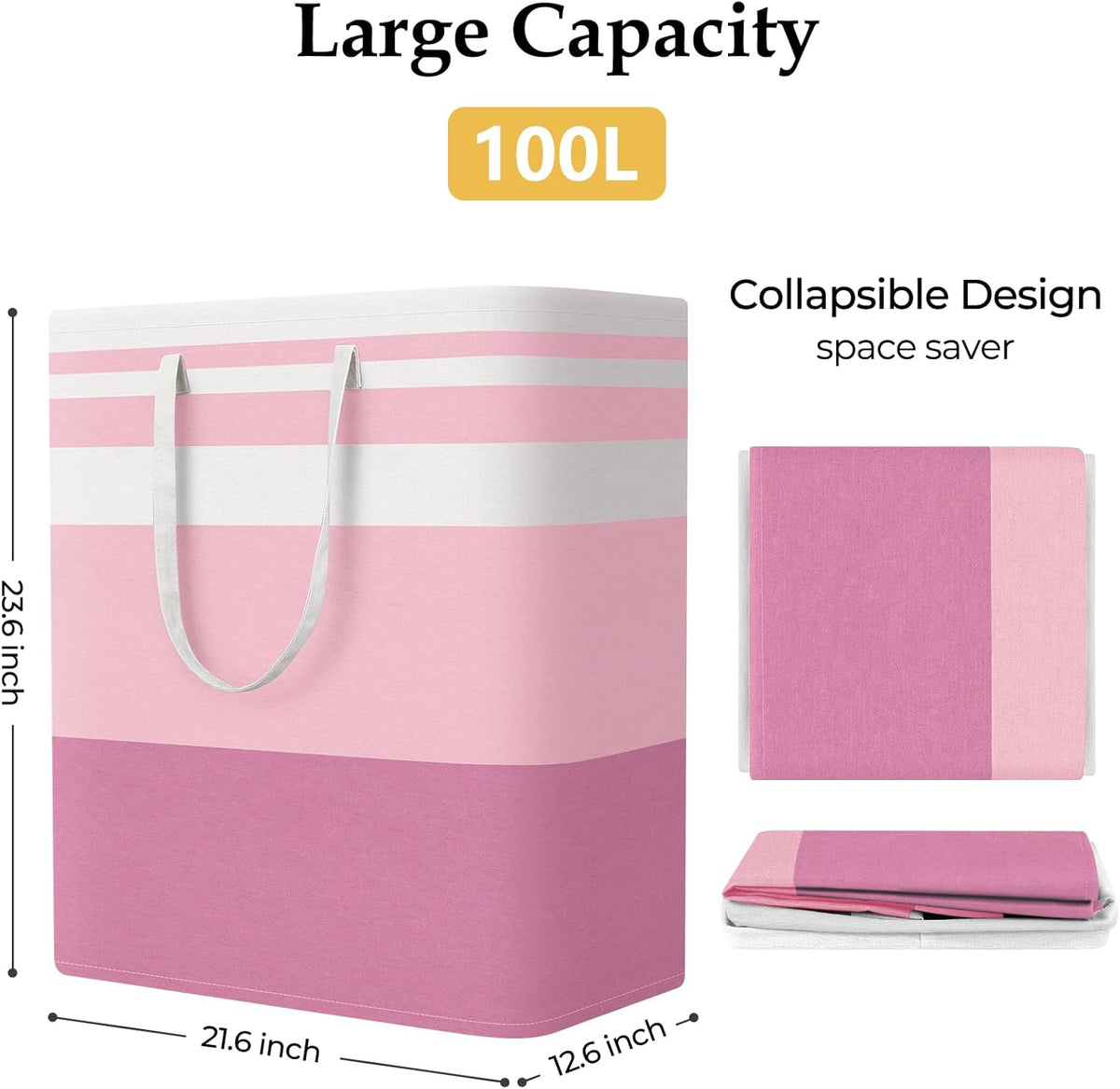 Laundry Basket Hamper, 75L Collapsible Clothes Storage, Grey | Freestanding Clothes Hampers, Foldable design, with Easy Carry Handles, For Laundry, Bedroom, Dorm, Clothing, Towels, Toys