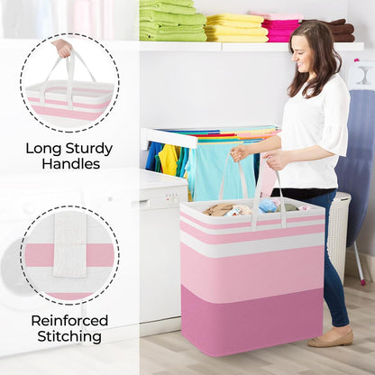 Laundry Basket Hamper, 75L Collapsible Clothes Storage, Grey | Freestanding Clothes Hampers, Foldable design, with Easy Carry Handles, For Laundry, Bedroom, Dorm, Clothing, Towels, Toys