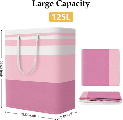 Laundry Basket Hamper, 75L Collapsible Clothes Storage, Grey | Freestanding Clothes Hampers, Foldable design, with Easy Carry Handles, For Laundry, Bedroom, Dorm, Clothing, Towels, Toys