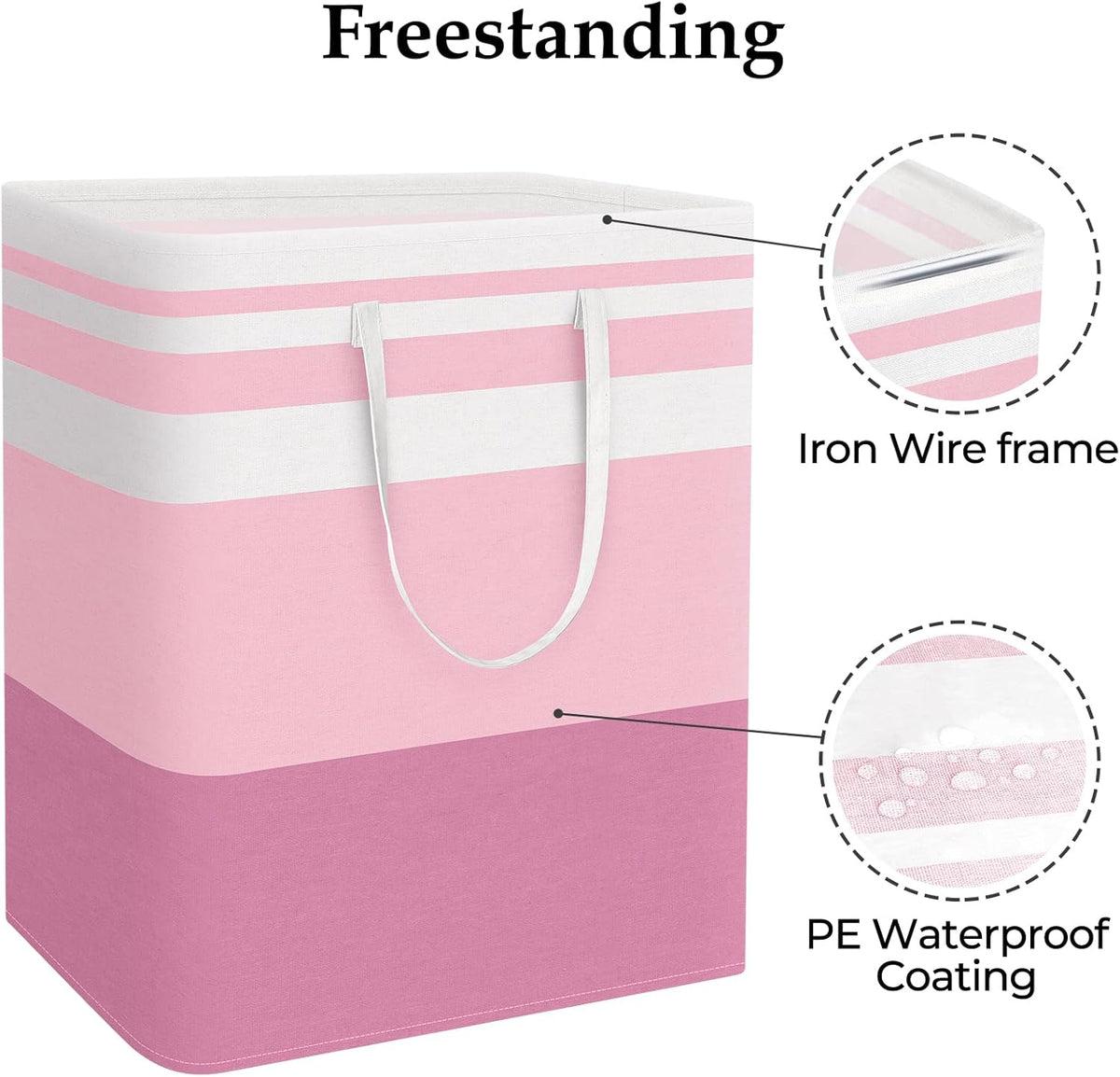 Laundry Basket Hamper, 75L Collapsible Clothes Storage, Grey | Freestanding Clothes Hampers, Foldable design, with Easy Carry Handles, For Laundry, Bedroom, Dorm, Clothing, Towels, Toys