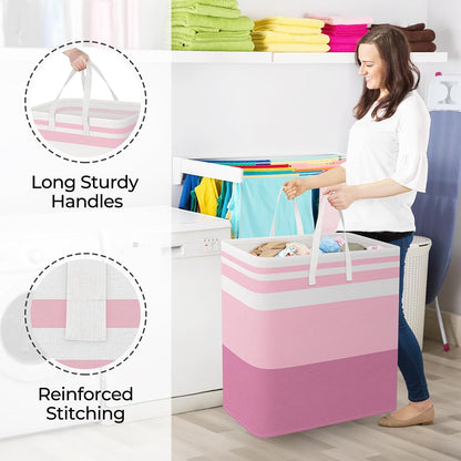 Laundry Basket Hamper, 75L Collapsible Clothes Storage, Grey | Freestanding Clothes Hampers, Foldable design, with Easy Carry Handles, For Laundry, Bedroom, Dorm, Clothing, Towels, Toys