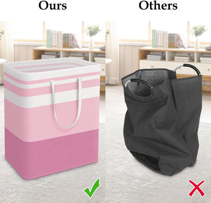Laundry Basket Hamper, 75L Collapsible Clothes Storage, Grey | Freestanding Clothes Hampers, Foldable design, with Easy Carry Handles, For Laundry, Bedroom, Dorm, Clothing, Towels, Toys
