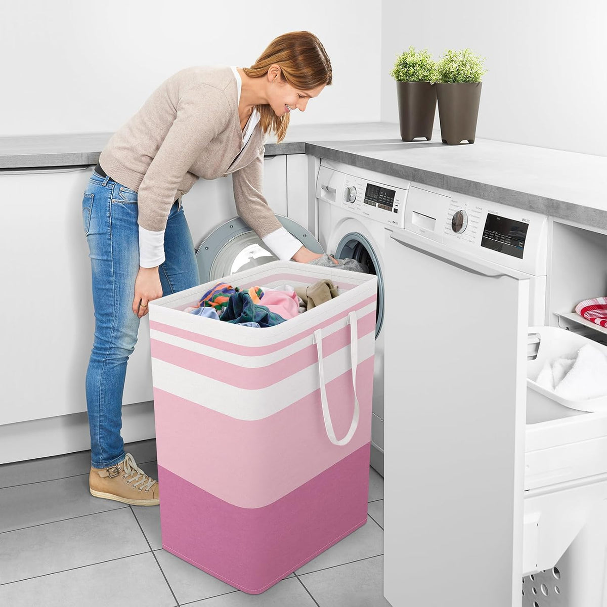Laundry Basket Hamper, 75L Collapsible Clothes Storage, Grey | Freestanding Clothes Hampers, Foldable design, with Easy Carry Handles, For Laundry, Bedroom, Dorm, Clothing, Towels, Toys