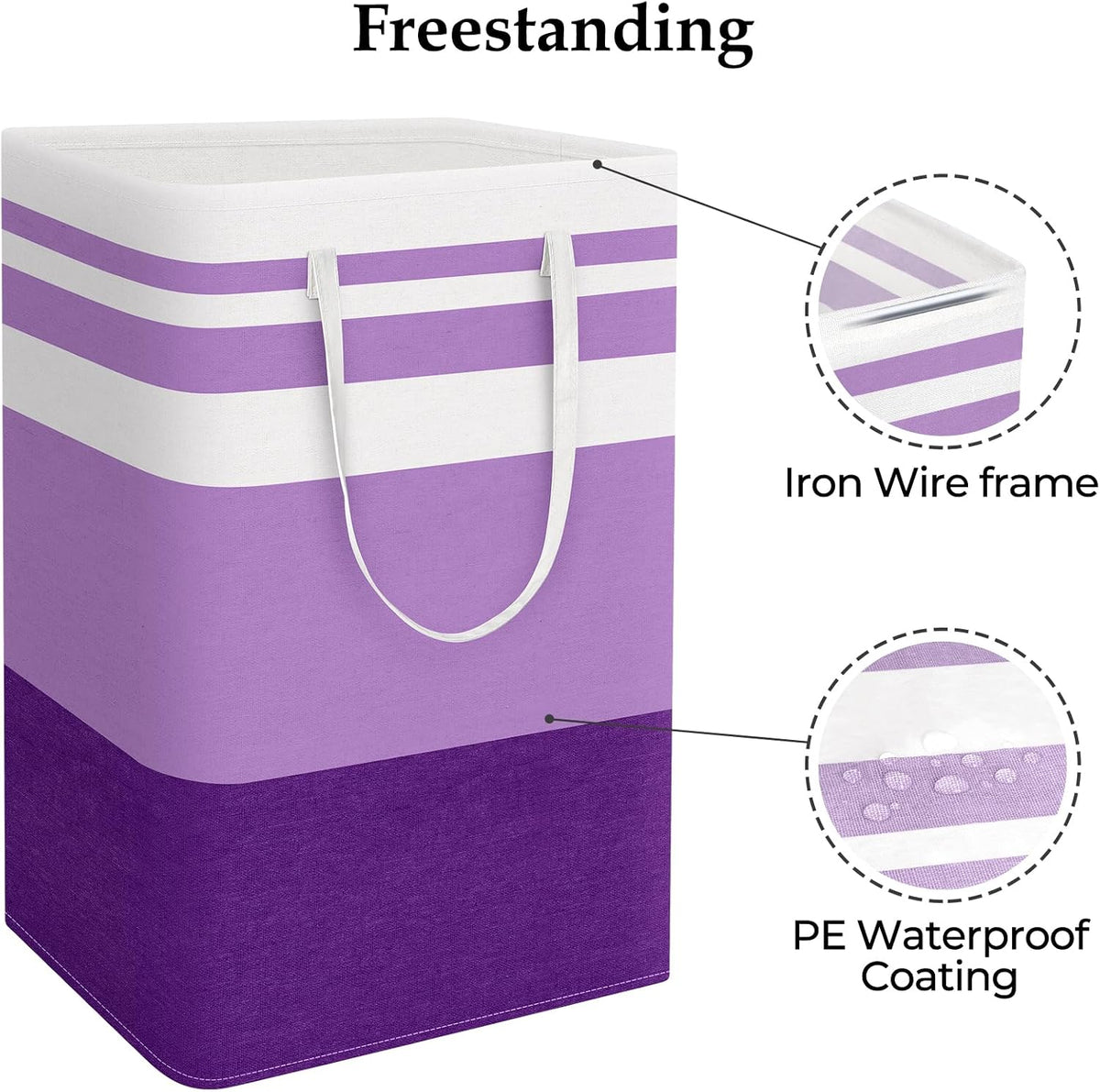 Laundry Basket Hamper, 75L Collapsible Clothes Storage, Grey | Freestanding Clothes Hampers, Foldable design, with Easy Carry Handles, For Laundry, Bedroom, Dorm, Clothing, Towels, Toys