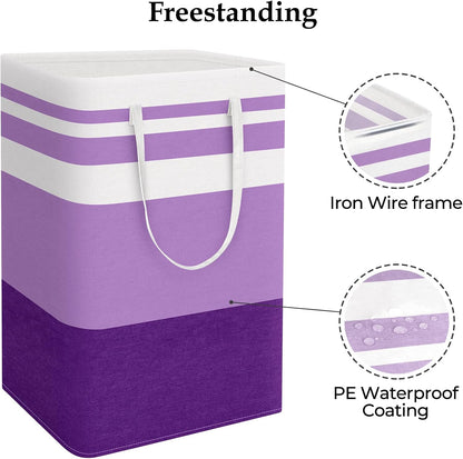Laundry Basket Hamper, 75L Collapsible Clothes Storage, Grey | Freestanding Clothes Hampers, Foldable design, with Easy Carry Handles, For Laundry, Bedroom, Dorm, Clothing, Towels, Toys