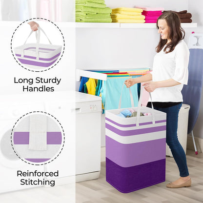 Laundry Basket Hamper, 75L Collapsible Clothes Storage, Grey | Freestanding Clothes Hampers, Foldable design, with Easy Carry Handles, For Laundry, Bedroom, Dorm, Clothing, Towels, Toys