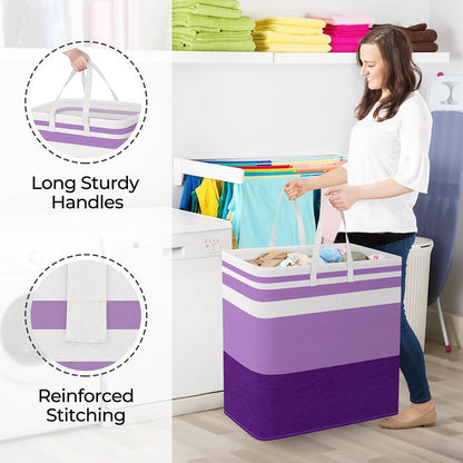 Laundry Basket Hamper, 75L Collapsible Clothes Storage, Grey | Freestanding Clothes Hampers, Foldable design, with Easy Carry Handles, For Laundry, Bedroom, Dorm, Clothing, Towels, Toys
