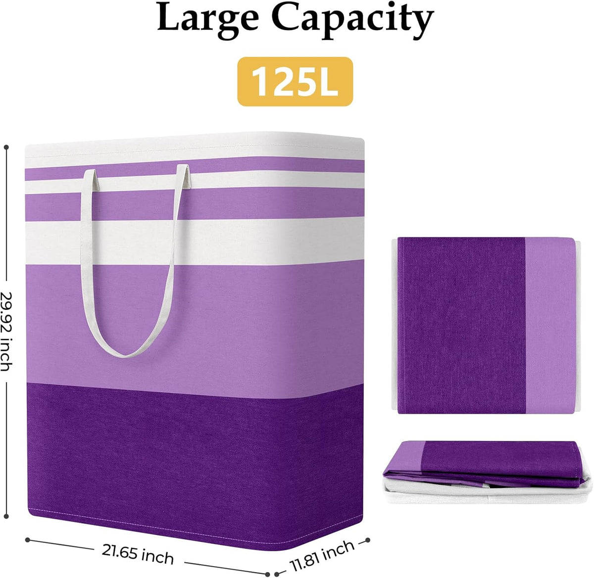Laundry Basket Hamper, 75L Collapsible Clothes Storage, Grey | Freestanding Clothes Hampers, Foldable design, with Easy Carry Handles, For Laundry, Bedroom, Dorm, Clothing, Towels, Toys