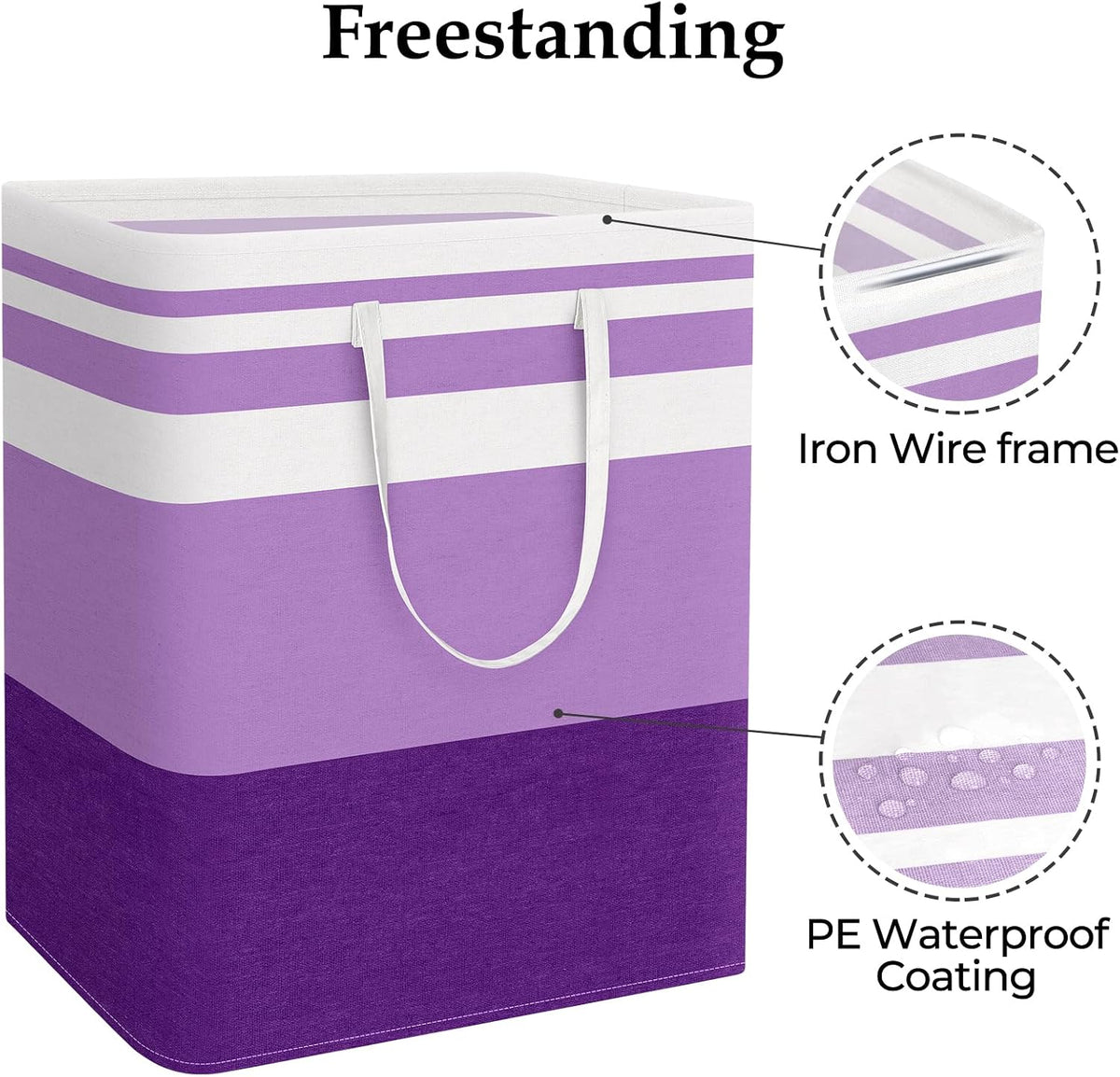 Laundry Basket Hamper, 75L Collapsible Clothes Storage, Grey | Freestanding Clothes Hampers, Foldable design, with Easy Carry Handles, For Laundry, Bedroom, Dorm, Clothing, Towels, Toys