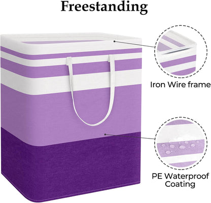 Laundry Basket Hamper, 75L Collapsible Clothes Storage, Grey | Freestanding Clothes Hampers, Foldable design, with Easy Carry Handles, For Laundry, Bedroom, Dorm, Clothing, Towels, Toys