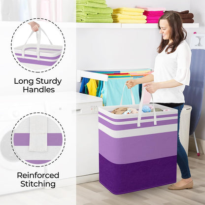 Laundry Basket Hamper, 75L Collapsible Clothes Storage, Grey | Freestanding Clothes Hampers, Foldable design, with Easy Carry Handles, For Laundry, Bedroom, Dorm, Clothing, Towels, Toys