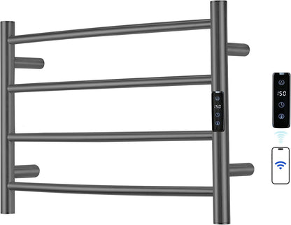 Electric Towel Rack with Voice Control for Alexa & Google Home,TUYA - Wall-Mounted Bathroom Heating Towel Warmer,Plug-in,Stainless Steel Material,16.54x23.62x5.51 in,Gold，4 Bars