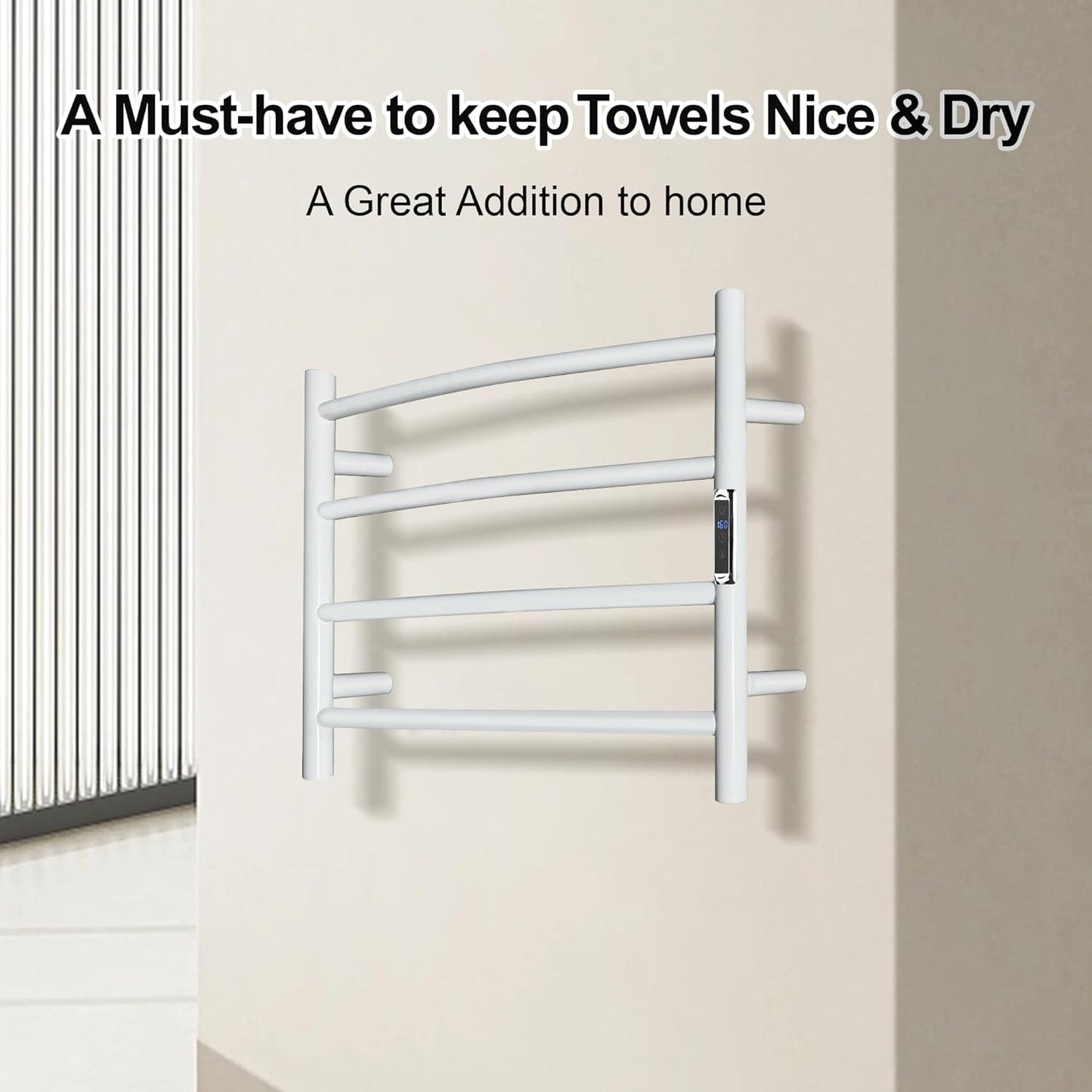 Electric Towel Rack with Voice Control for Alexa & Google Home,TUYA - Wall-Mounted Bathroom Heating Towel Warmer,Plug-in,Stainless Steel Material,16.54x23.62x5.51 in,Gold，4 Bars