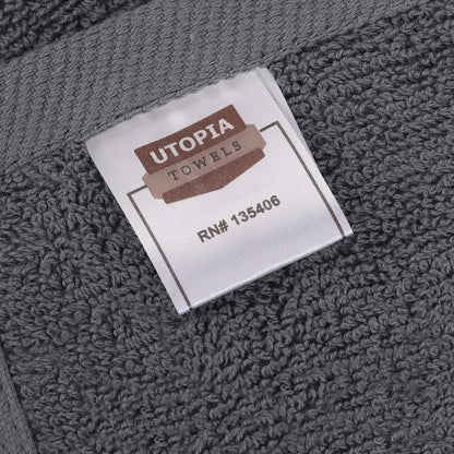 6 Pack Premium Hand Towels, 16x28 in, 600 GSM Cotton, Grey