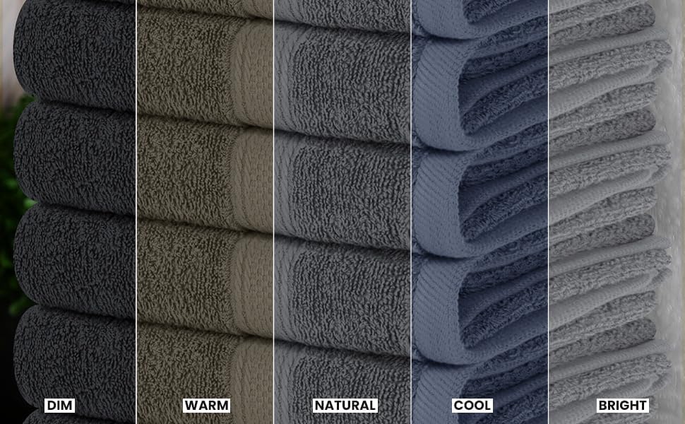 6 Pack Premium Hand Towels, 16x28 in, 600 GSM Cotton, Grey
