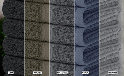 6 Pack Premium Hand Towels, 16x28 in, 600 GSM Cotton, Grey