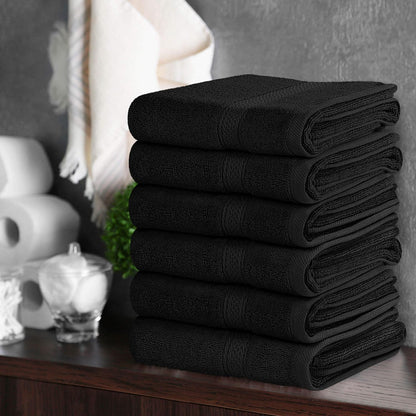 6 Pack Premium Hand Towels, 16x28 in, 600 GSM Cotton, Grey