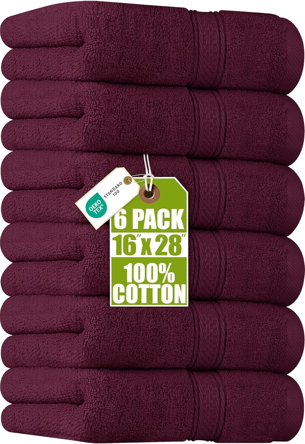 6 Pack Premium Hand Towels, 16x28 in, 600 GSM Cotton, Grey