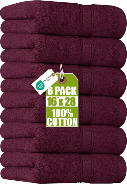 6 Pack Premium Hand Towels, 16x28 in, 600 GSM Cotton, Grey