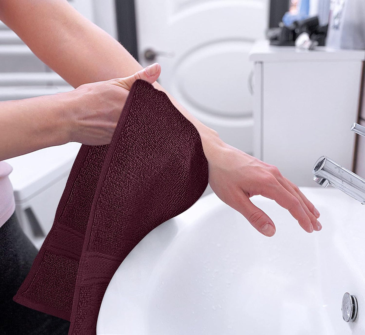 6 Pack Premium Hand Towels, 16x28 in, 600 GSM Cotton, Grey