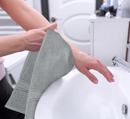 6 Pack Premium Hand Towels, 16x28 in, 600 GSM Cotton, Grey