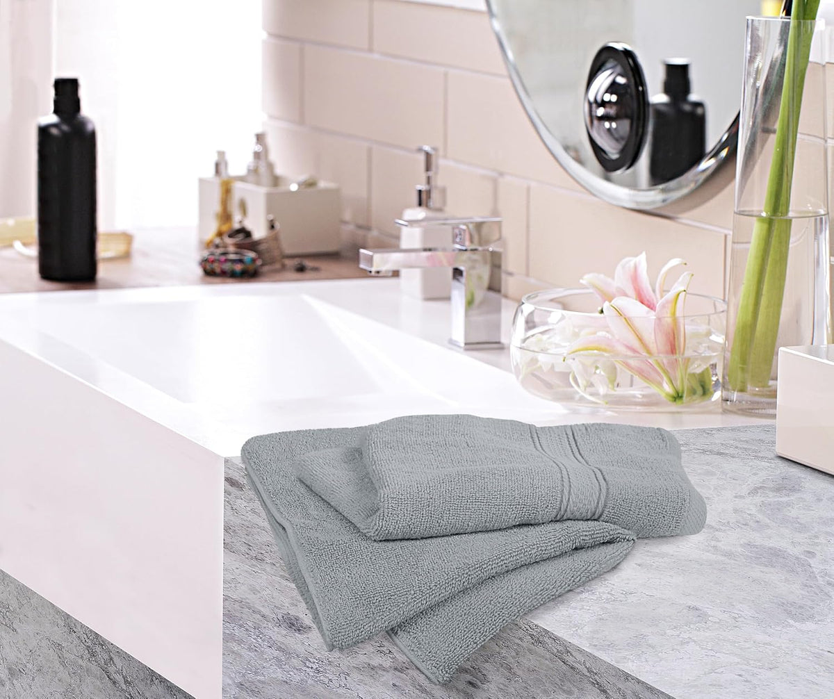 6 Pack Premium Hand Towels, 16x28 in, 600 GSM Cotton, Grey