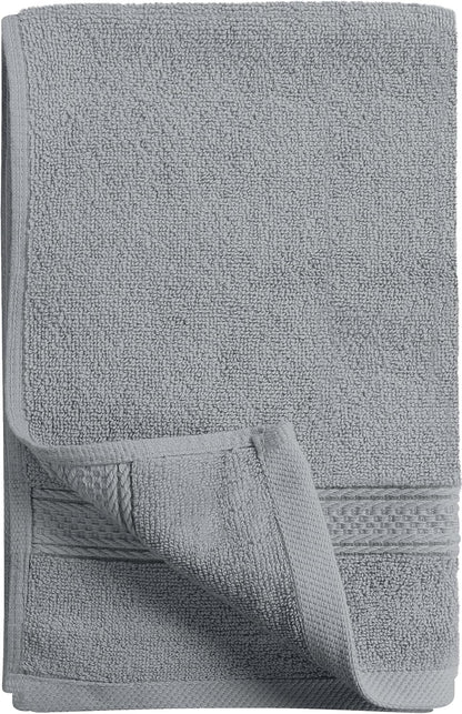 6 Pack Premium Hand Towels, 16x28 in, 600 GSM Cotton, Grey