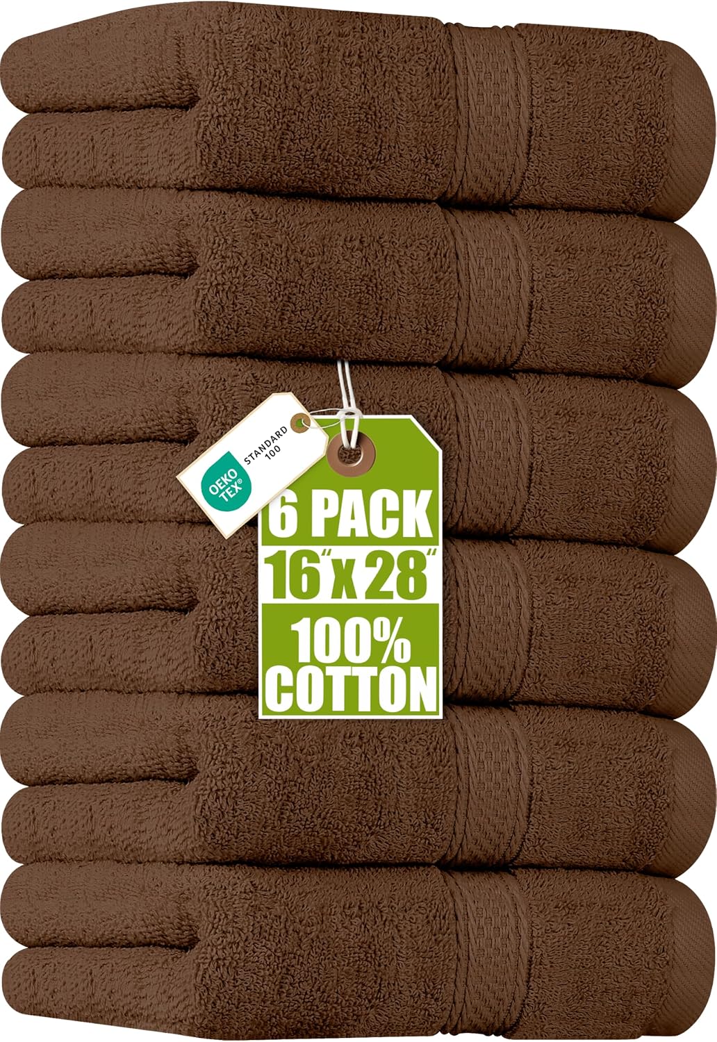 6 Pack Premium Hand Towels, 16x28 in, 600 GSM Cotton, Grey