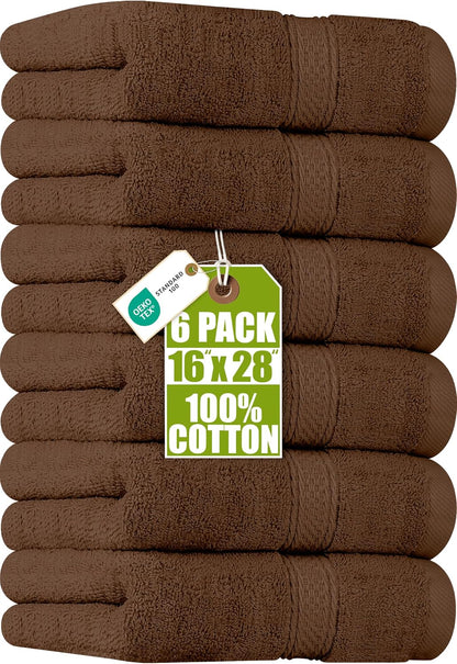 6 Pack Premium Hand Towels, 16x28 in, 600 GSM Cotton, Grey