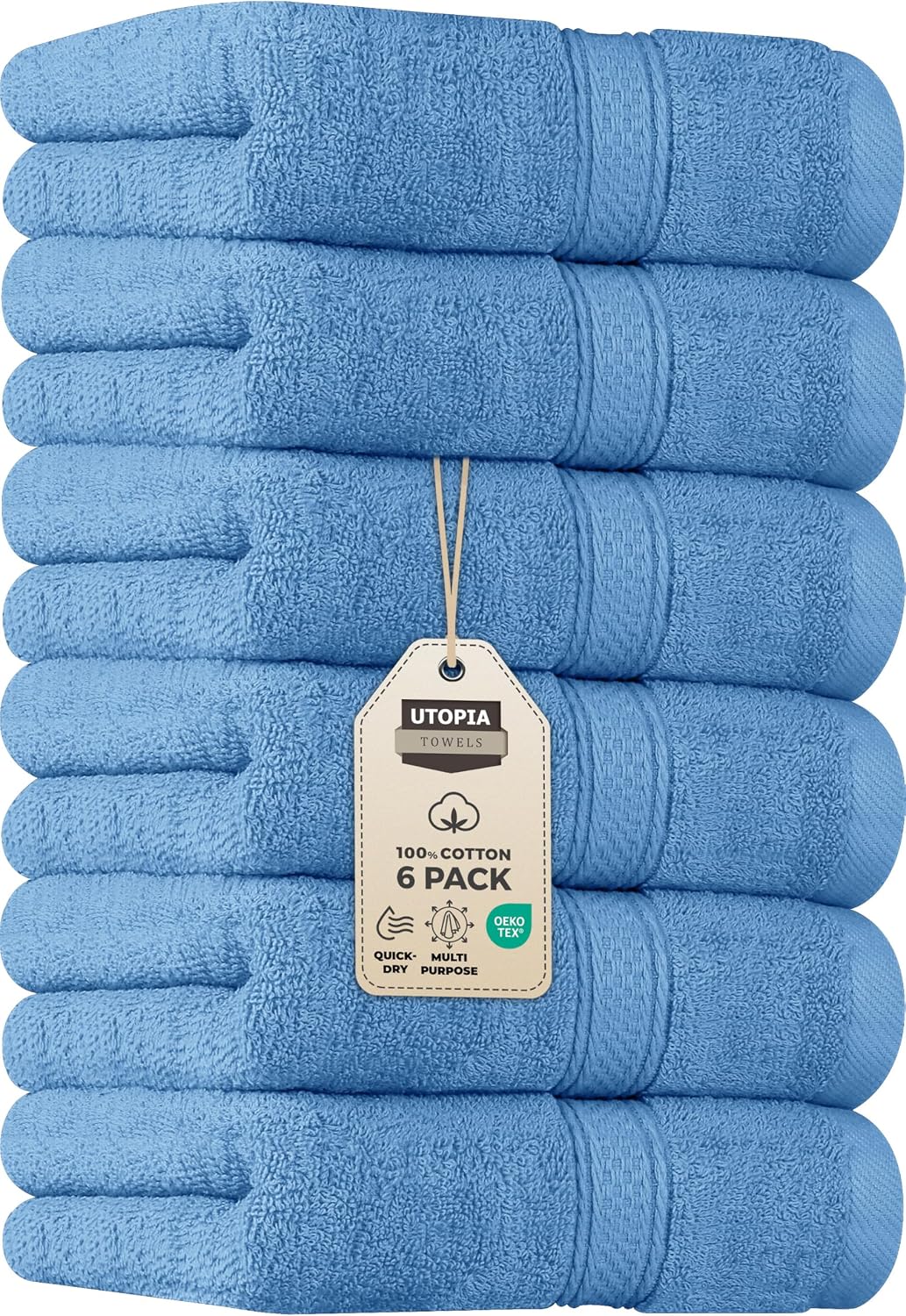 6 Pack Premium Hand Towels, 16x28 in, 600 GSM Cotton, Grey