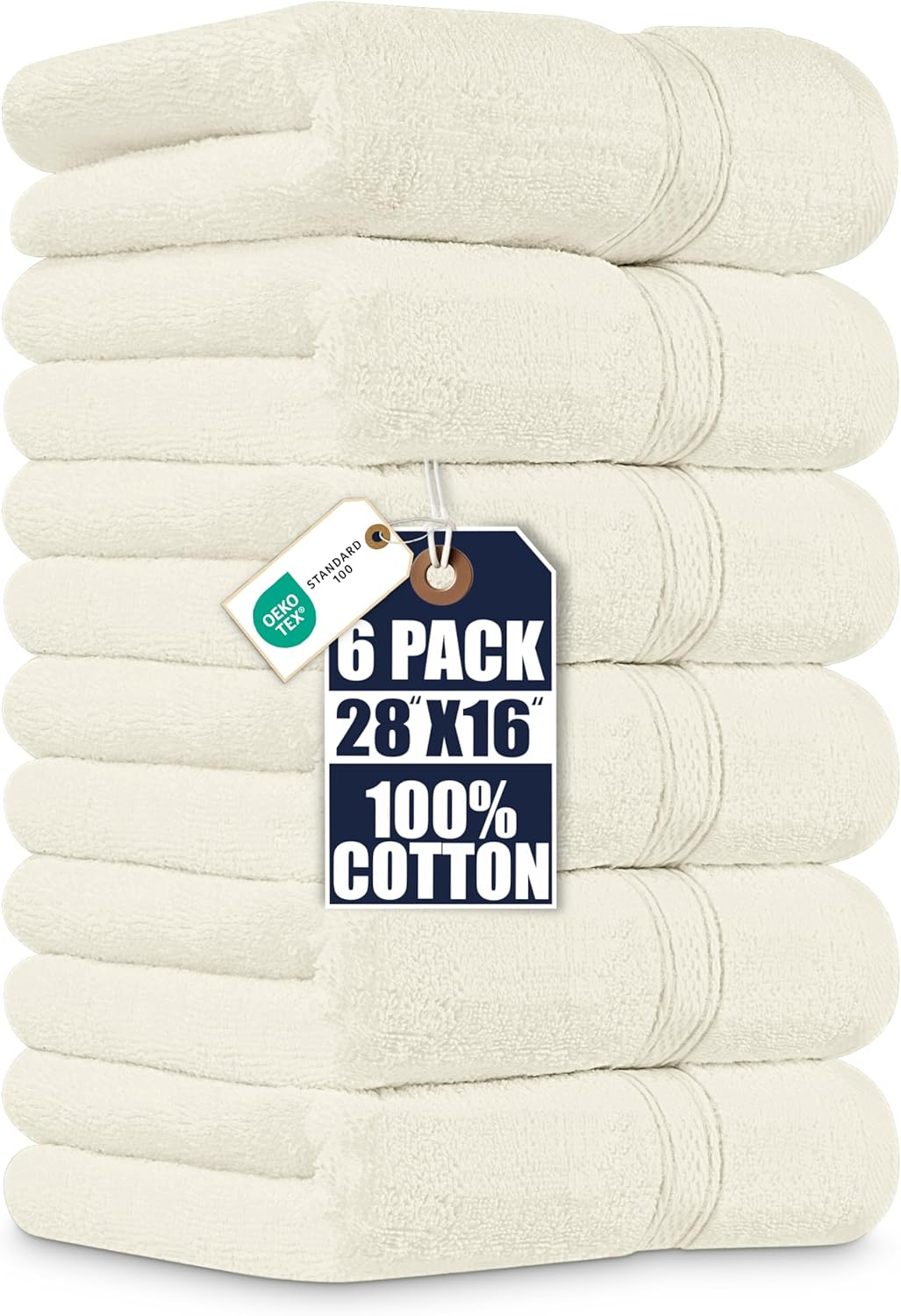 6 Pack Premium Hand Towels, 16x28 in, 600 GSM Cotton, Grey