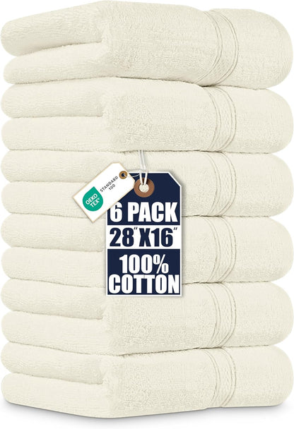 6 Pack Premium Hand Towels, 16x28 in, 600 GSM Cotton, Grey