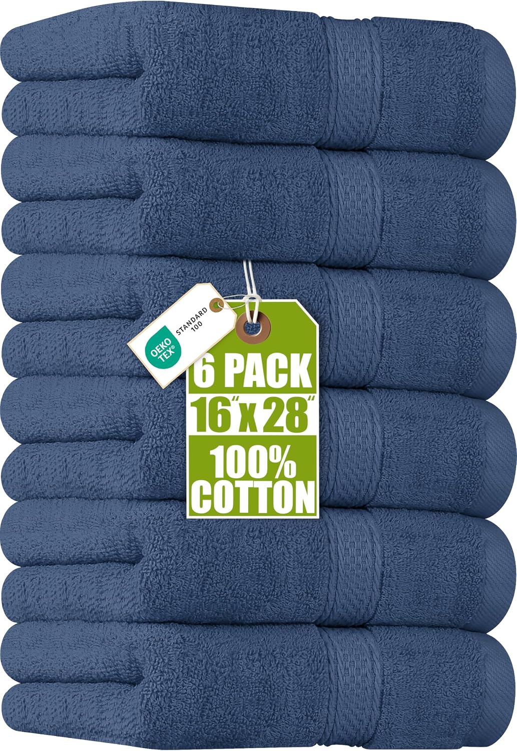 6 Pack Premium Hand Towels, 16x28 in, 600 GSM Cotton, Grey