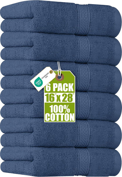 6 Pack Premium Hand Towels, 16x28 in, 600 GSM Cotton, Grey