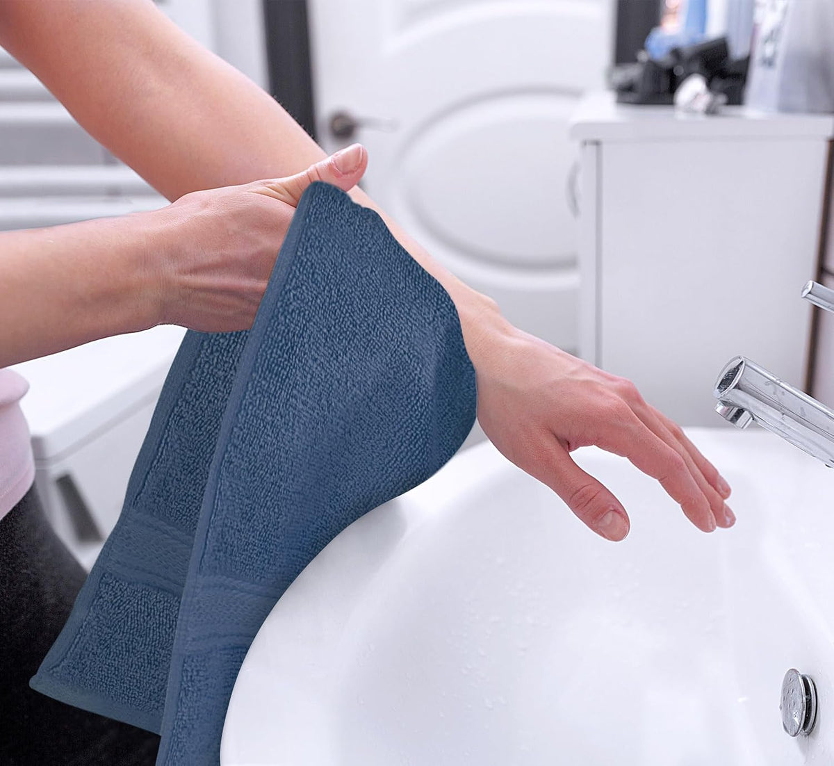 6 Pack Premium Hand Towels, 16x28 in, 600 GSM Cotton, Grey