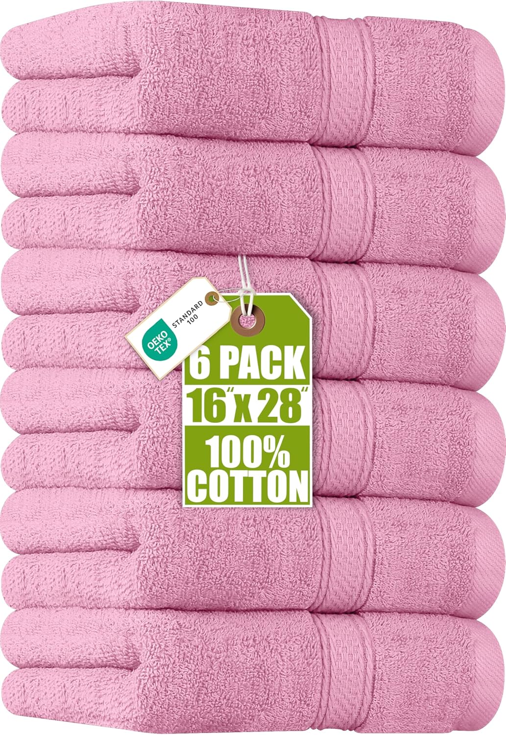 6 Pack Premium Hand Towels, 16x28 in, 600 GSM Cotton, Grey