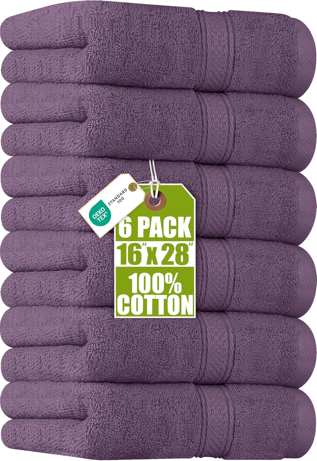 6 Pack Premium Hand Towels, 16x28 in, 600 GSM Cotton, Grey