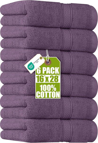 6 Pack Premium Hand Towels, 16x28 in, 600 GSM Cotton, Grey