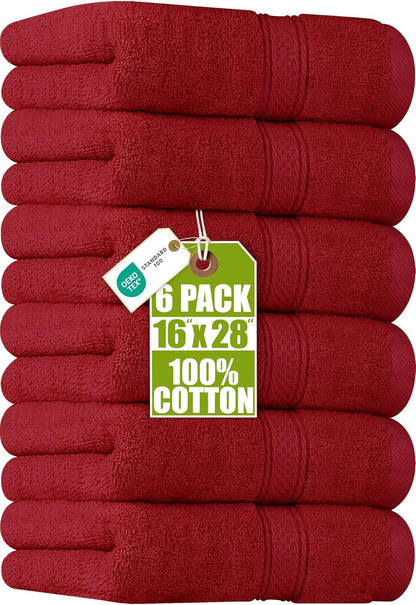 6 Pack Premium Hand Towels, 16x28 in, 600 GSM Cotton, Grey