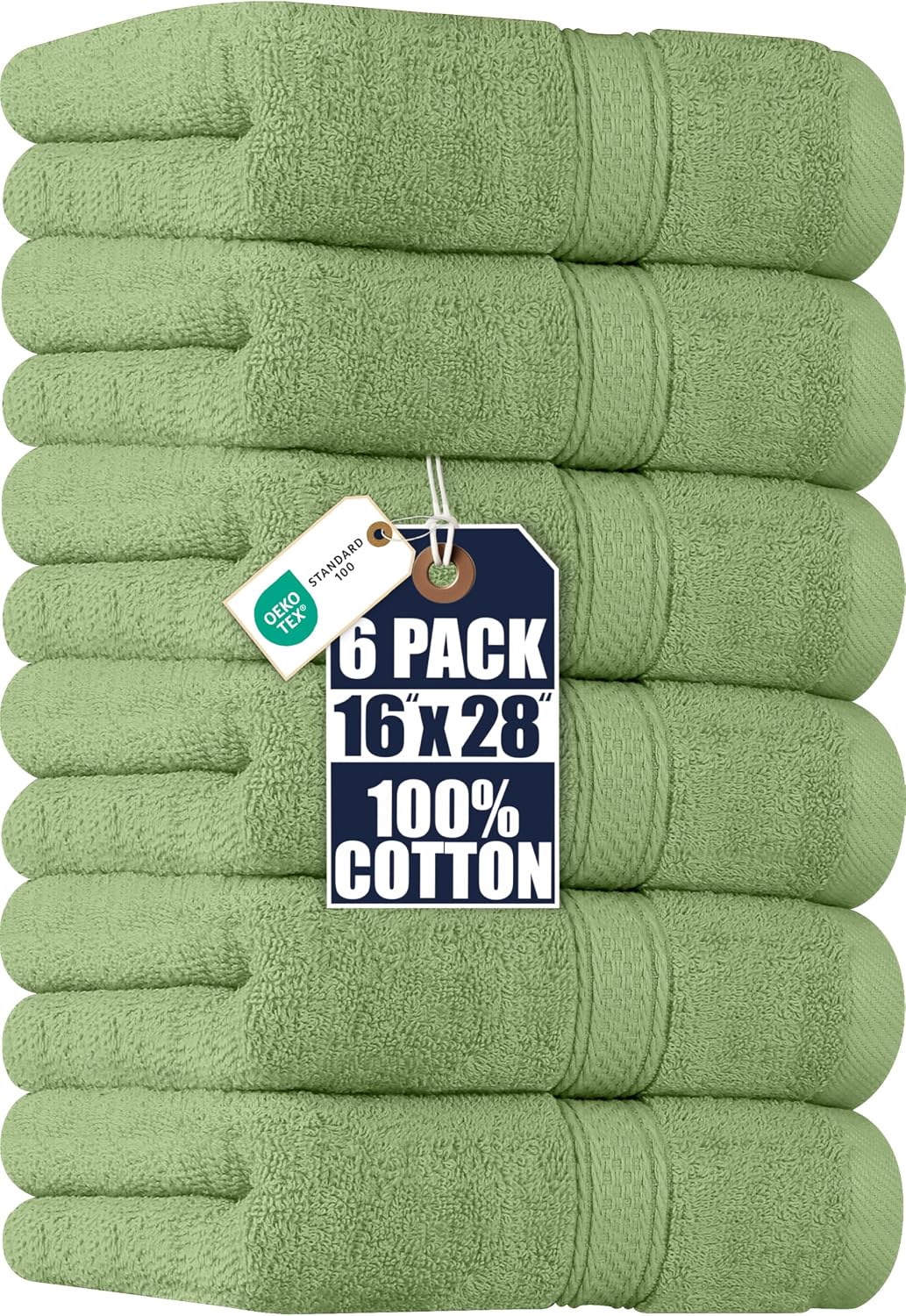 6 Pack Premium Hand Towels, 16x28 in, 600 GSM Cotton, Grey