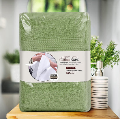 6 Pack Premium Hand Towels, 16x28 in, 600 GSM Cotton, Grey