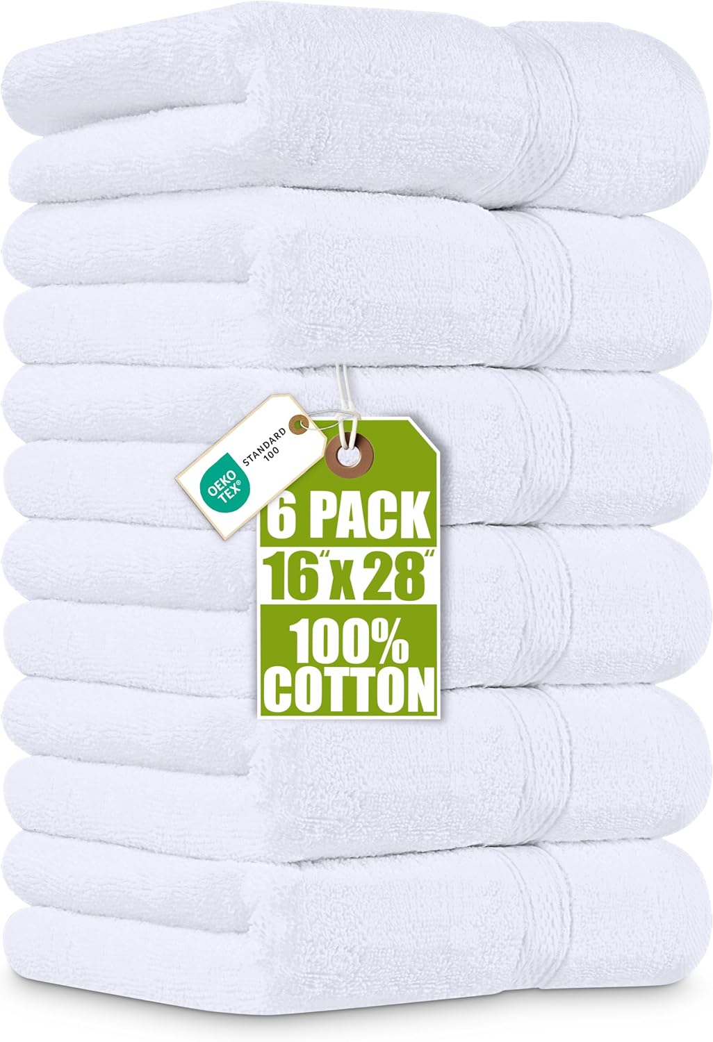 6 Pack Premium Hand Towels, 16x28 in, 600 GSM Cotton, Grey