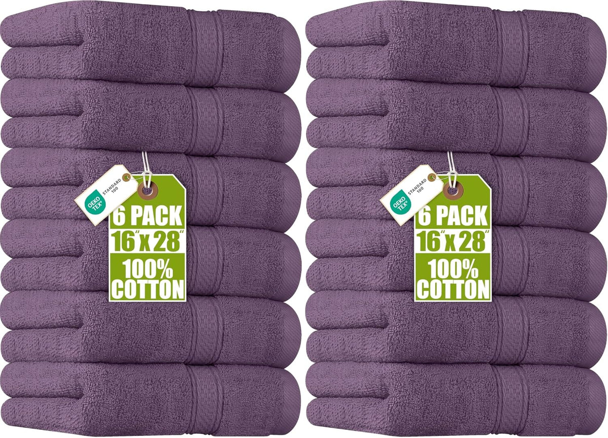 6 Pack Premium Hand Towels, 16x28 in, 600 GSM Cotton, Grey