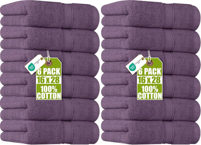 6 Pack Premium Hand Towels, 16x28 in, 600 GSM Cotton, Grey