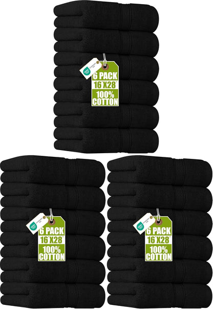 6 Pack Premium Hand Towels, 16x28 in, 600 GSM Cotton, Grey