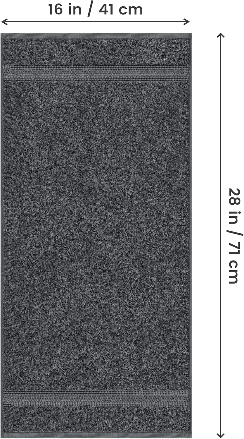 6 Pack Premium Hand Towels, 16x28 in, 600 GSM Cotton, Grey