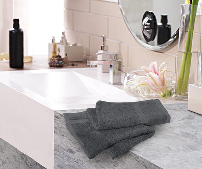 6 Pack Premium Hand Towels, 16x28 in, 600 GSM Cotton, Grey