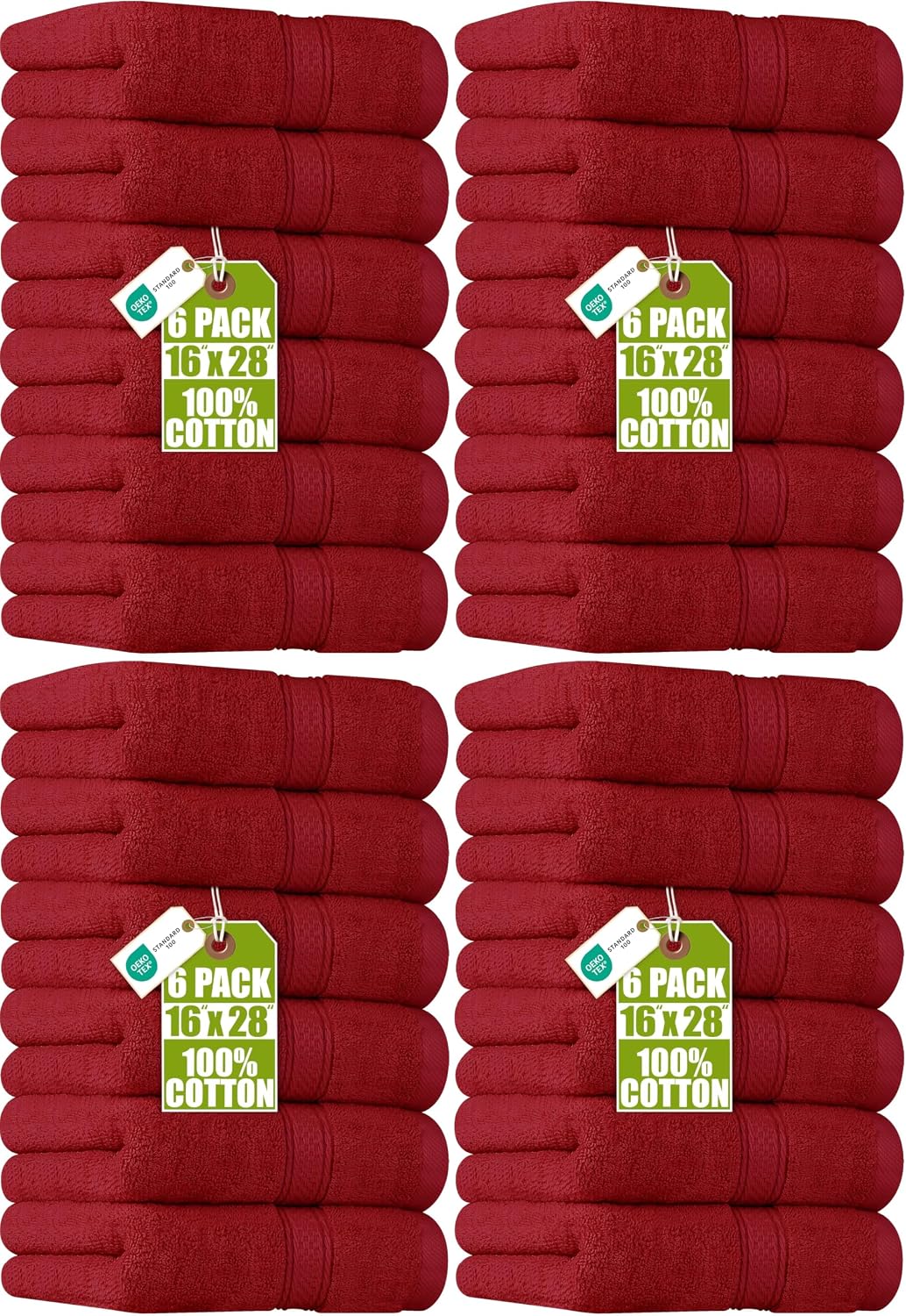 6 Pack Premium Hand Towels, 16x28 in, 600 GSM Cotton, Grey